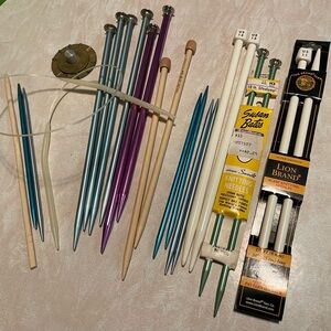 Knitting Needle Lot includes Susan Bates and Lion Brand